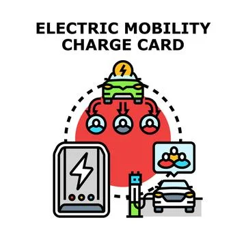 Electric mobility charge card concept for vehicle services Stock Illustration