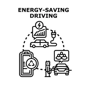 Electric mobility energy saving driving sustainable concept Stock Illustration