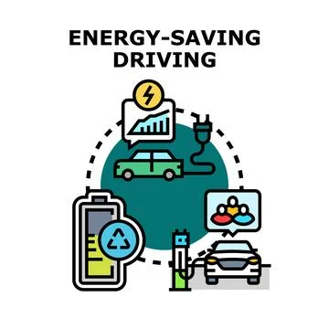 Electric mobility energy saving driving sustainable concept Stock Illustration