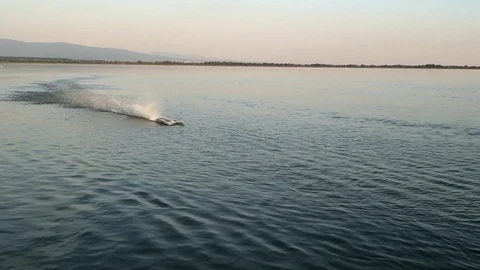 Electric model ship on the lake Stock Footage 120555501