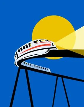 Electric monorail passenger train Stock Illustration