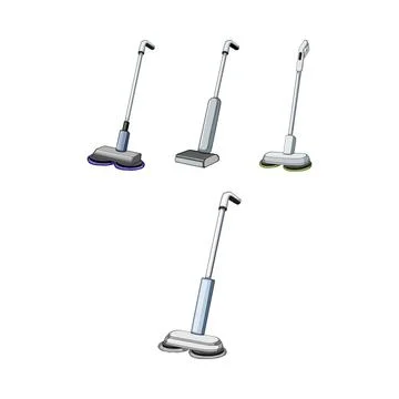 Electric mop floor cleaning automatic machine collection Stock Illustration