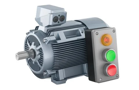 Electric motor with control unit. 3D rendering Stock Illustration