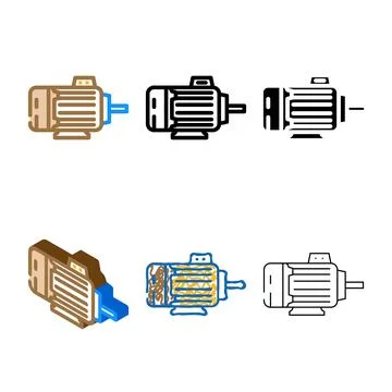 Electric motor electrical engineer color icon vector styles Stock Illustration