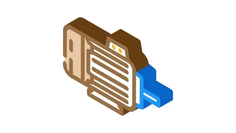 Electric motor electrical engineer isometric icon animation Stock Footage 327292374