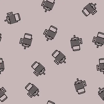 Electric motor electrical engineer line seamless pattern Illustrazione stock