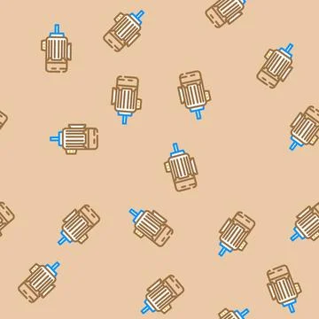 Electric motor electrical engineer vector seamless pattern Stock Illustration
