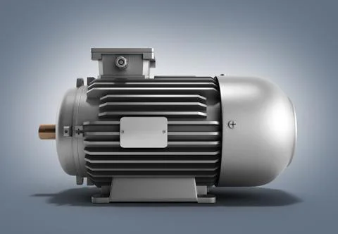 Electric motor generator 3d render on a gradient background Stock Illustration