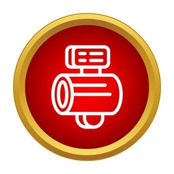 Electric motor icon on red button design Stock Illustration