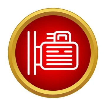 Electric motor icon on red circle button Stock Illustration