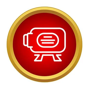 Electric motor or machine part icon in red button Stock Illustration