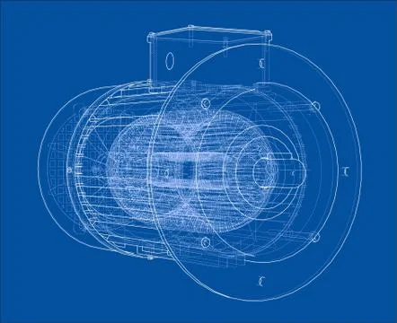 Electric motor sketch. Vector Stock Illustration