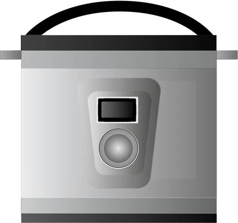 The electric multi-cooker is silver. Technic. Kitchen. Stock Illustration