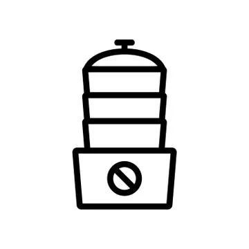 Electric multi function steamer with one button icon vector outline illustrat Stock Illustration