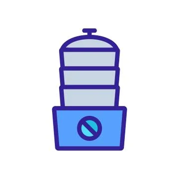 Electric multi function steamer with one button icon vector outline illustrat Stock Illustration