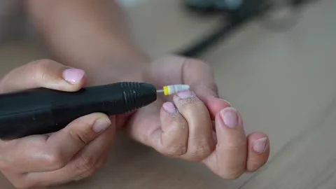 Electric Nail Drill Removing Gel Polish Close Up Manicure Stock-Footage 341575229