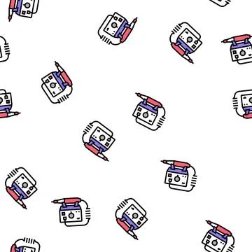 Electric nail drill vector seamless pattern Stock Illustration