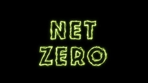 Electric Neon Green 'Net Zero' Text Animation with Glowing Sparks Effect Video stock 315178536