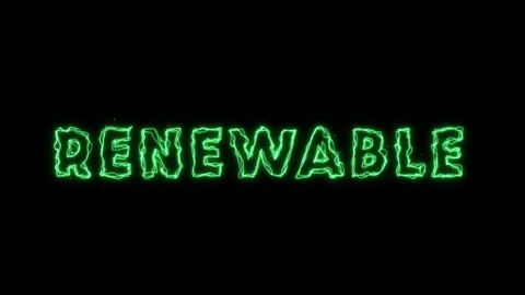 Electric Neon Green 'Renewable' Looping Text Animation with Glowing Sparks Effec 스톡 동영상 310193080