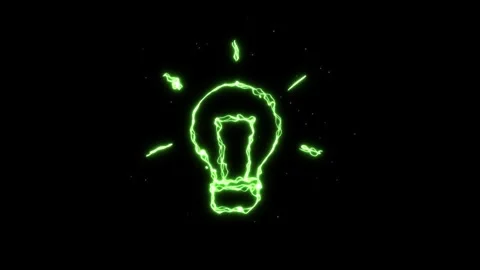 Electric Neon Light Bulb Idea Animation with Glowing Sparks Effect Vídeo Stock 311115172