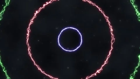 Electric Neon Multicolored Circles Animation with Glowing Sparks Effect Vídeos de archivo 311994645