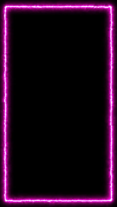 Electric Neon Pink Rectangular Frame Glowing On Black Background Video stock 303933418
