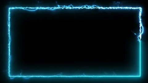 Electric Neon Rectangle Frame With Bright Blue Glow Stock Footage 318213372
