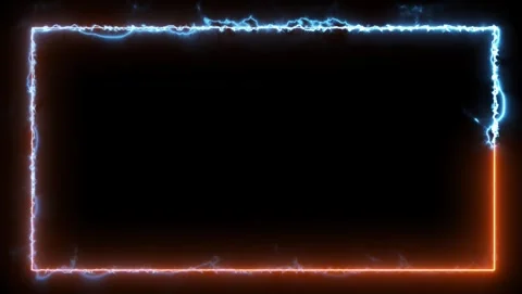 Electric Neon Rectangle Frame With Orange And Blue Glow Video stock 318213378