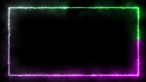 Electric Neon Rectangle Frame With Purple And Green Glow Stock Footage 318213414