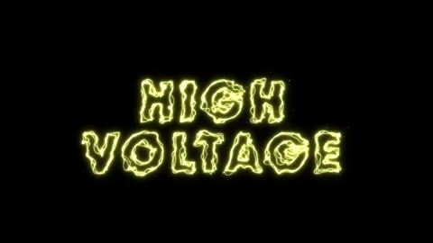 Electric Neon Yellow 'High Voltage' Text Animation with Glowing Sparks Effect Vídeos de archivo 314716802