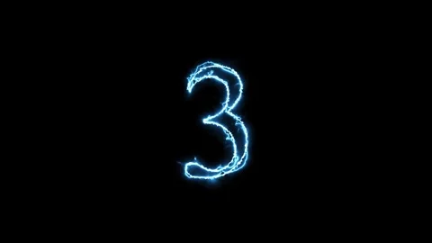 Electric number three appearing on black background a dynamic numerical ani.. Stock Footage 345548050