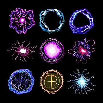Electric orb set cartoon vector illustration Stock Illustration