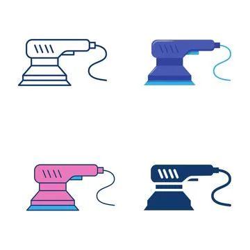 Electric orbital sander icon set Stock Illustration