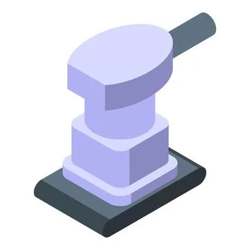 Electric orbital sander smoothing surface with isometric projection Illustrazione stock