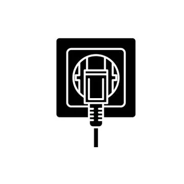 Electric outlet black icon, vector sign on isolated background. Electric outlet Stock Illustration