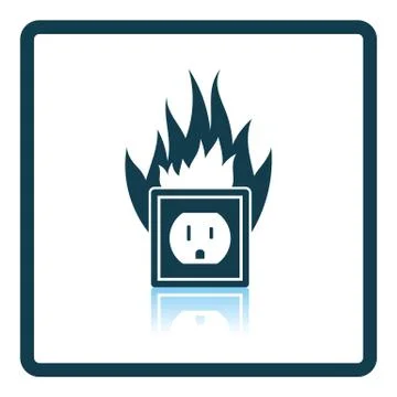 Electric outlet fire icon Stock Illustration