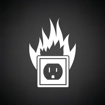 Electric outlet fire icon Stock Illustration