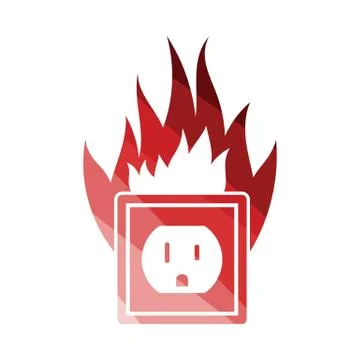 Electric outlet fire icon Illustrazione stock