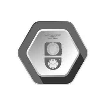 Electric outlet with mechanical timer type F with ring switch silhouette vect Stock Illustration