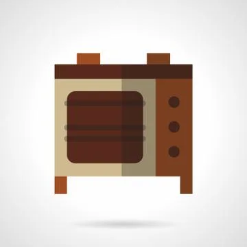 Electric oven flat color design vector icon Stock Illustration