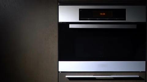Electric oven front panel. slow motion Vídeo Stock 100162597