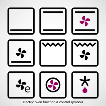 Electric oven function &amp; control symbols Stock Illustration