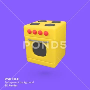 Electric oven isolated 3d render icon illustration PSD Template