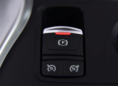 Electric parkbrake button Stock Photos