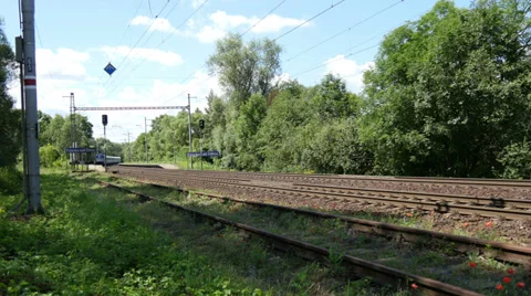 Electric Passenger Train in Motion 4K Stock Footage 39900394