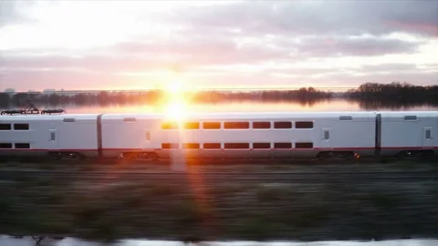 Electric passenger train. Very fast driving. journey and travel concept. 動画素材 75206172