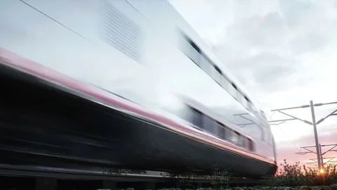 Electric passenger train. Very fast driving. journey and travel concept. 動画素材 75206825