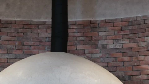 Electric pizza oven rustic brick oven fire burning wood. vintage arched oven Stock Footage 310042522