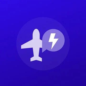 Electric plane, aircraft icon, vector transparent design Stock Illustration