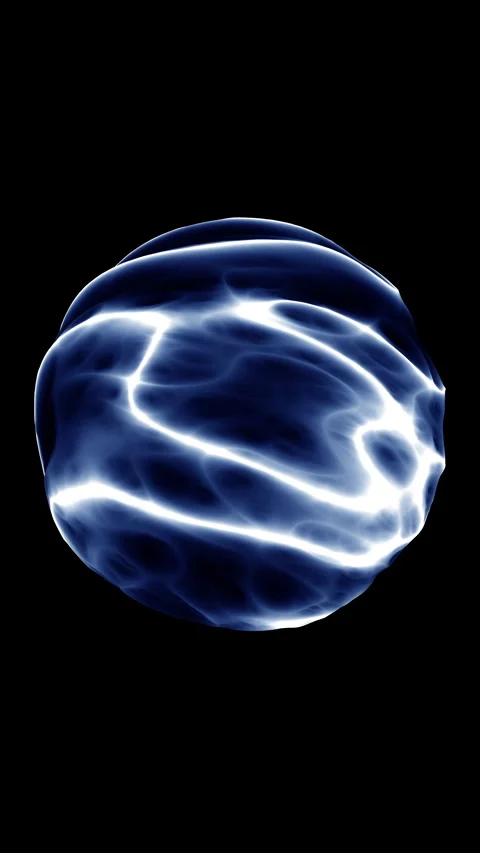Electric Plasma Sphere with Lightning Waves for AI Power Systems and Futuristic Stock Footage 334795288